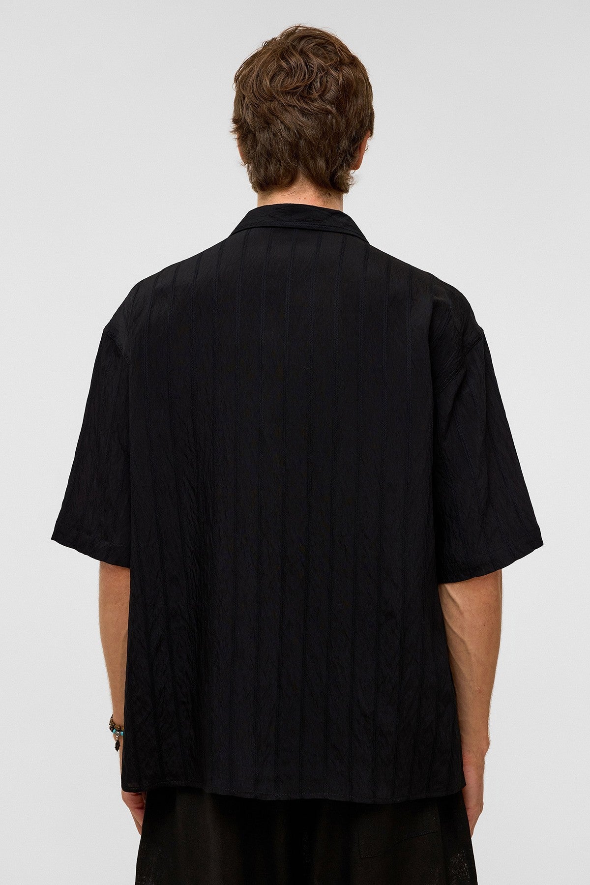 Oversized Striped Short-Sleeved Modal Shirt