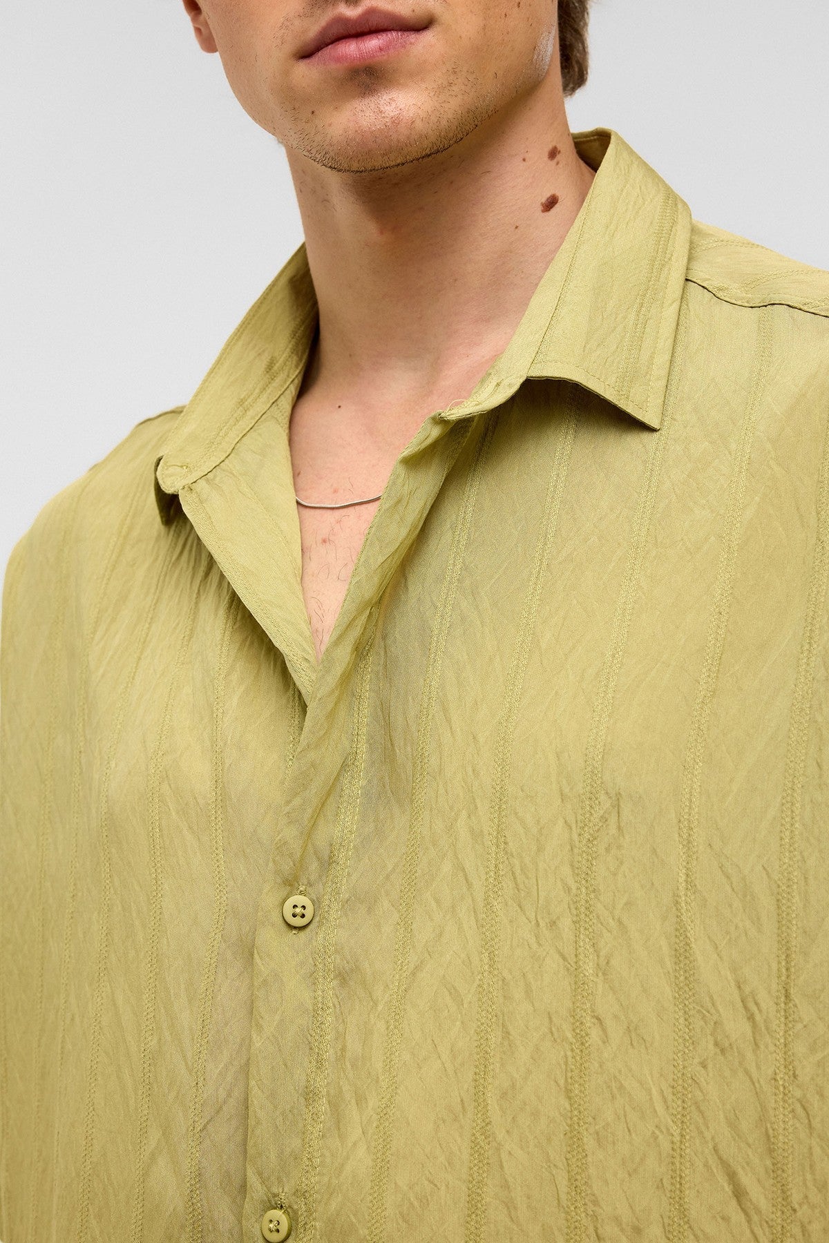 Oversized Striped Short-Sleeved Modal Shirt