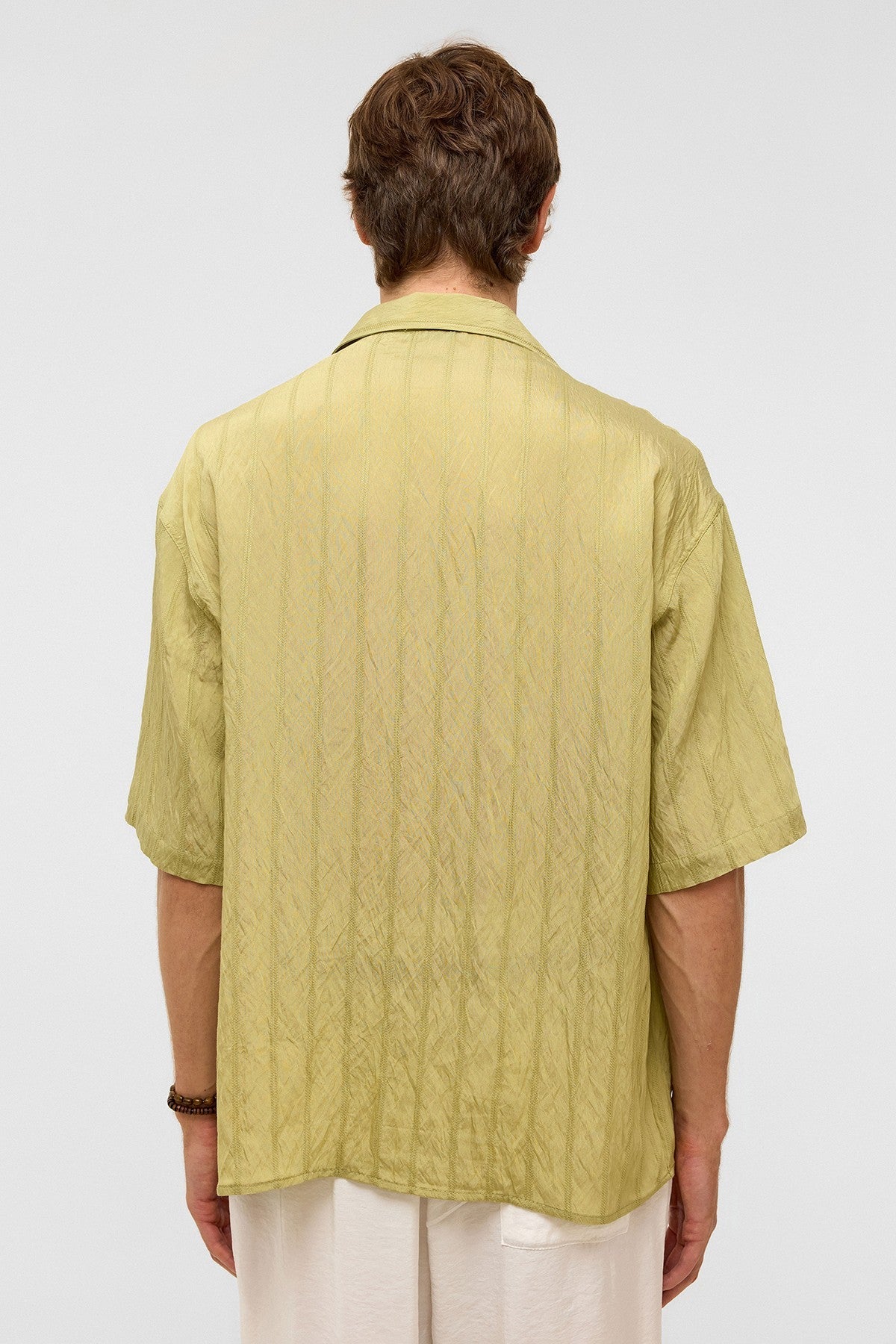Oversized Striped Short-Sleeved Modal Shirt