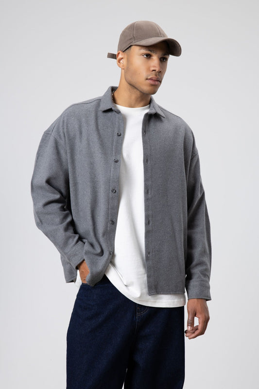 Textured Oversized Shirt Jacket