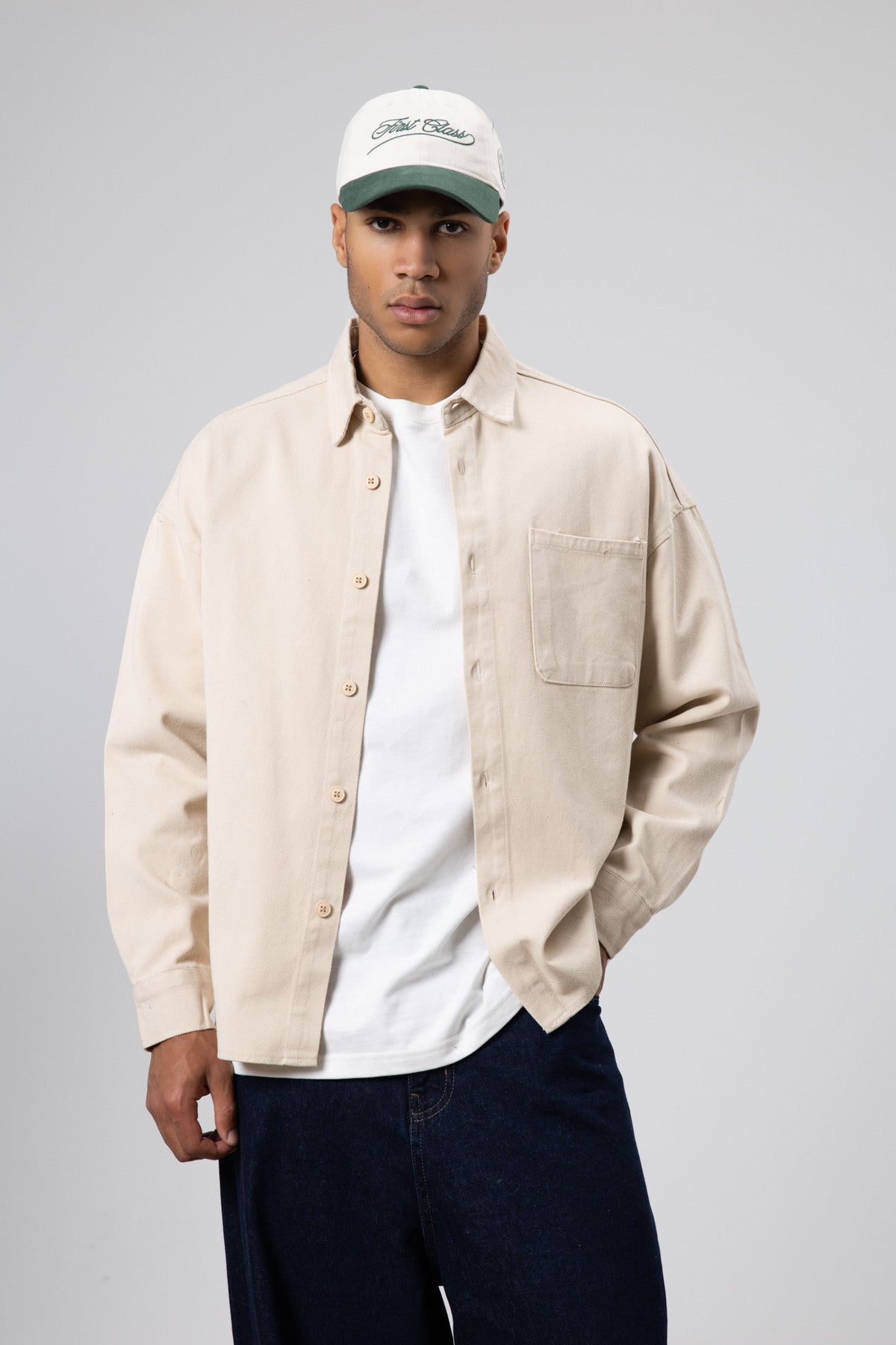 Oversized Gabardine Shirt Jacket