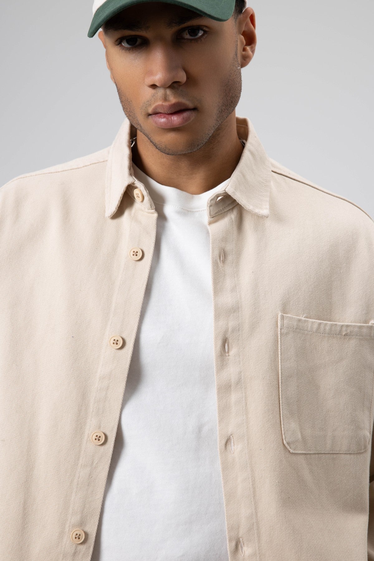 Oversized Gabardine Shirt Jacket