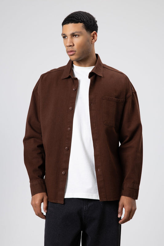 Oversized Gabardine Shirt Jacket