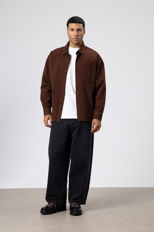 Oversized Gabardine Shirt Jacket