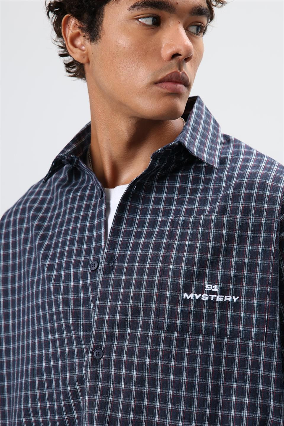 Oversized Checkered Long-Sleeve Shirt