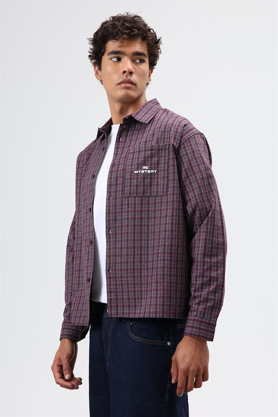 Oversized Checkered Long-Sleeve Shirt