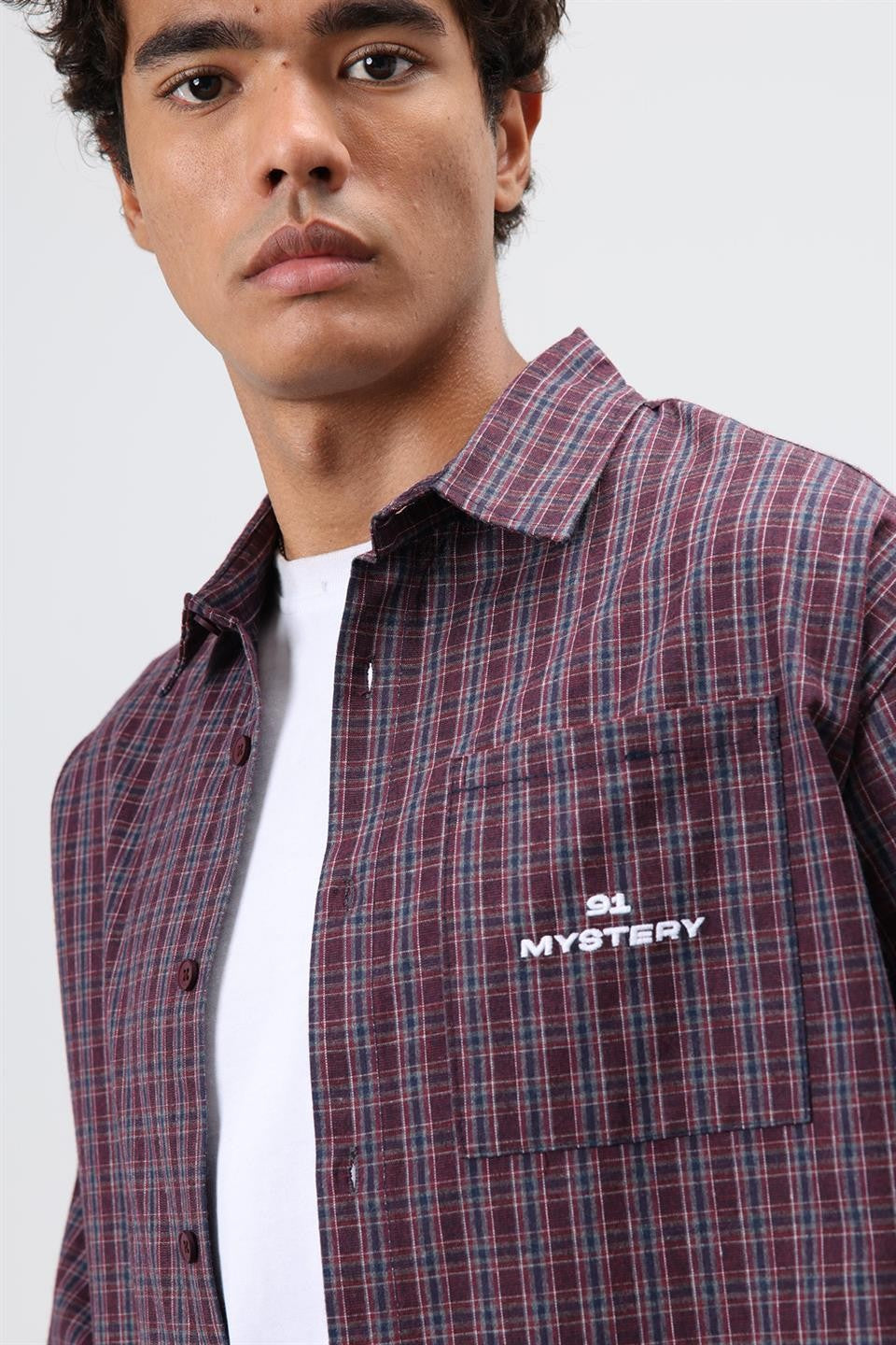 Oversized Checkered Long-Sleeve Shirt