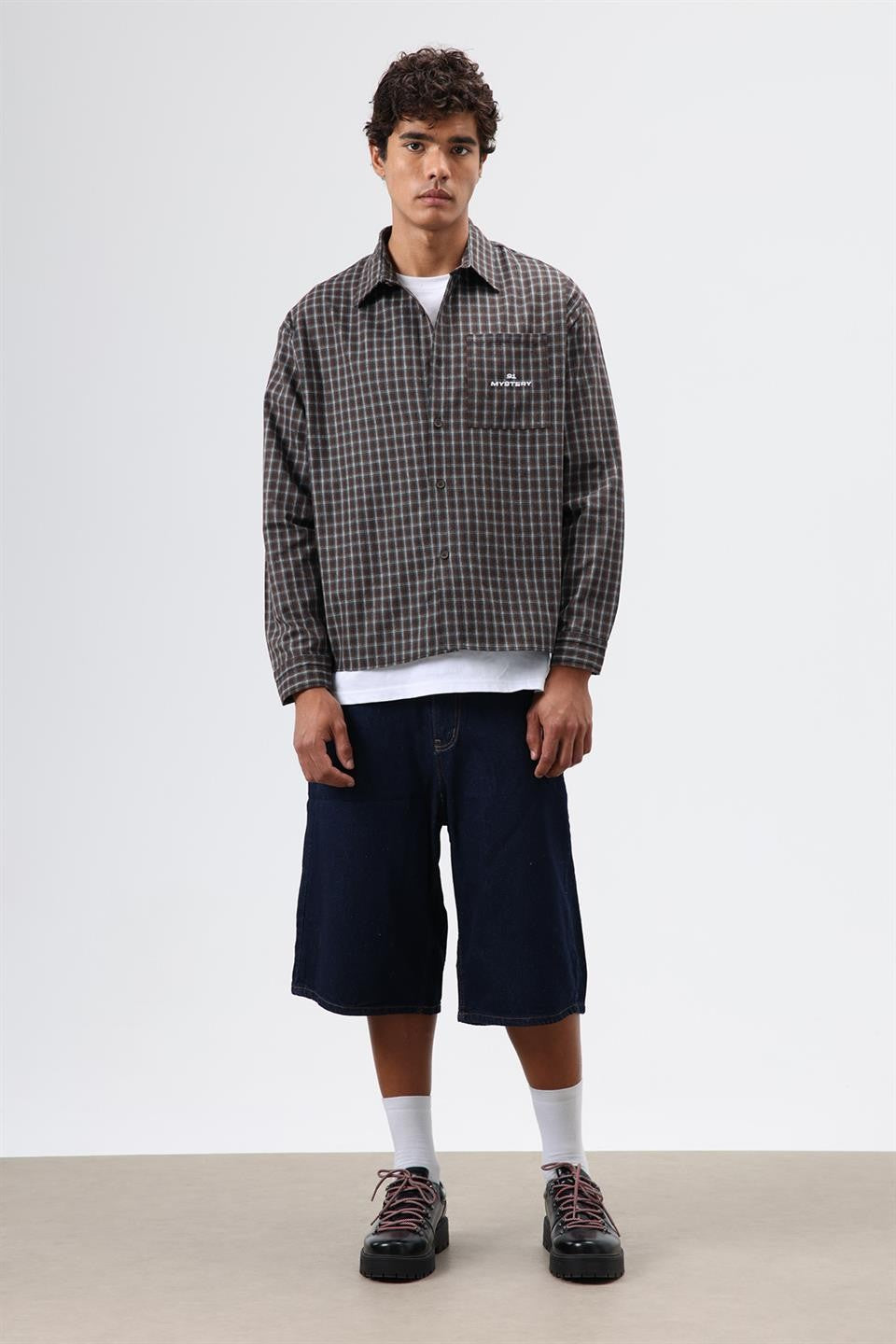 Oversized Checkered Long-Sleeve Shirt