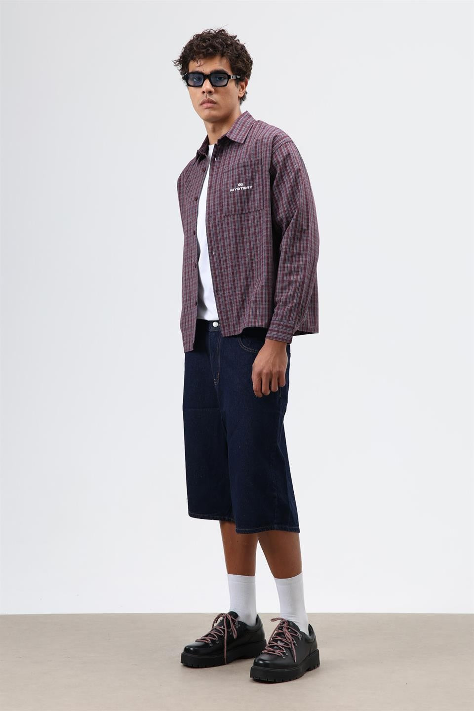Oversized Checkered Long-Sleeve Shirt
