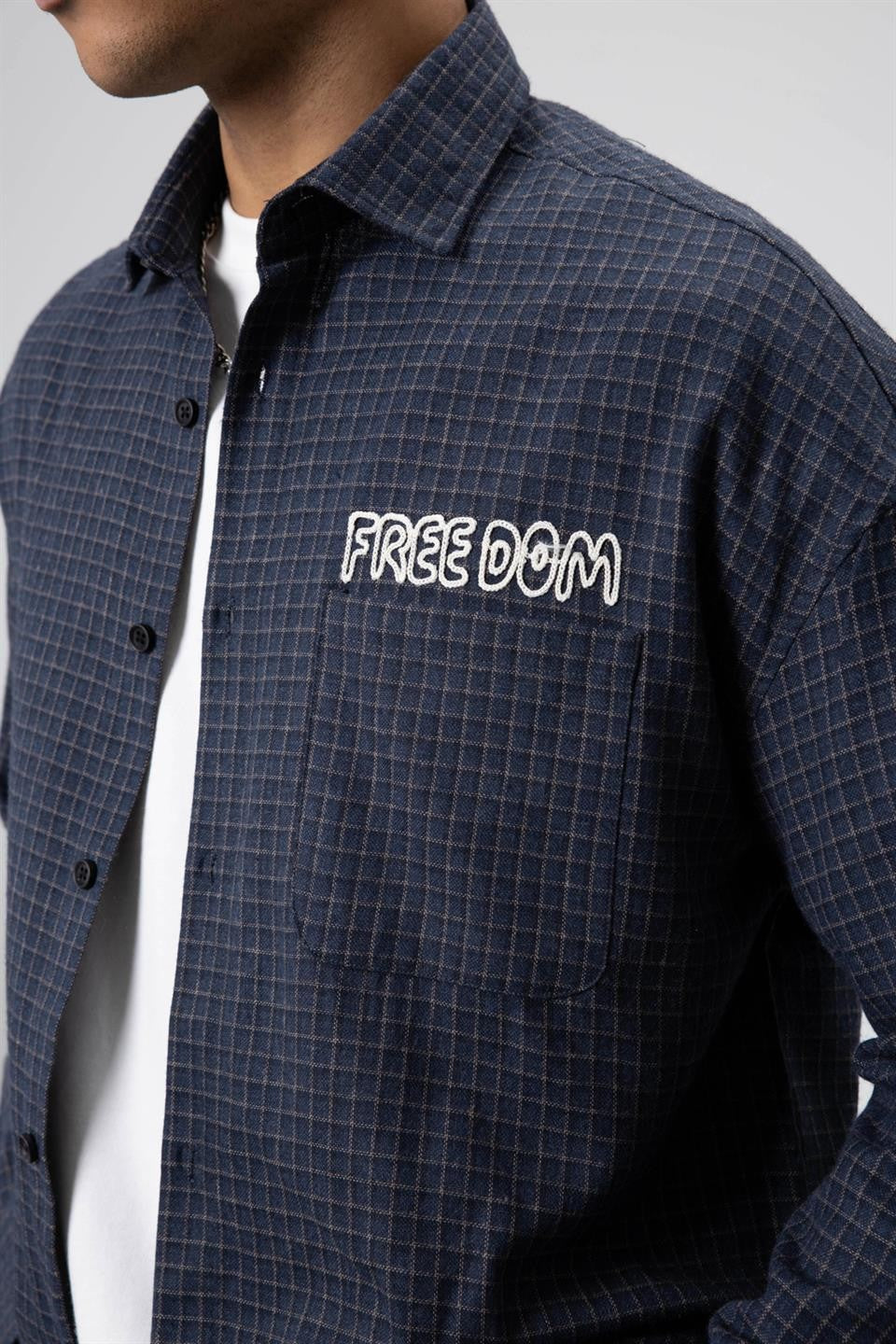 Oversized Printed Checkered Casual Shirt