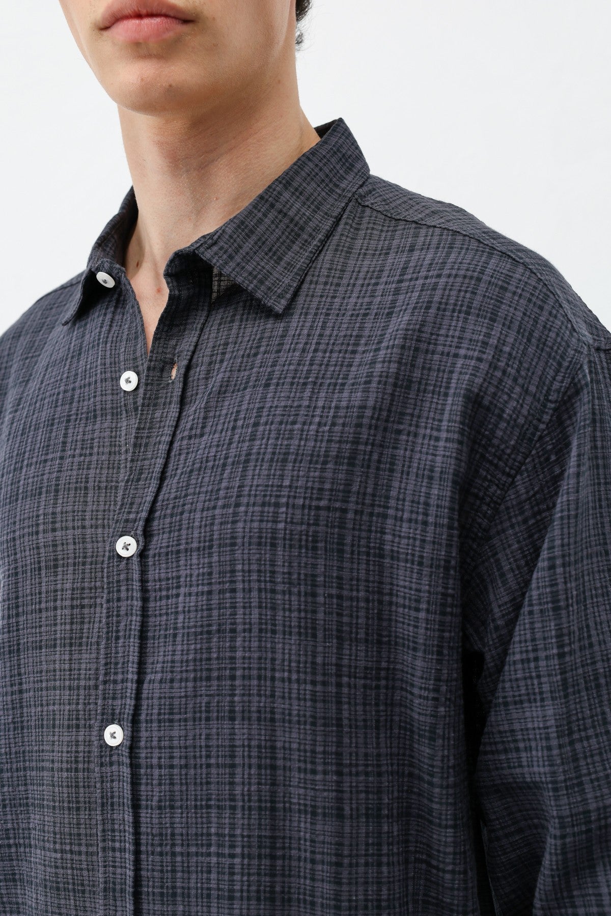 Textured Linen-Look Oversized Shirt
