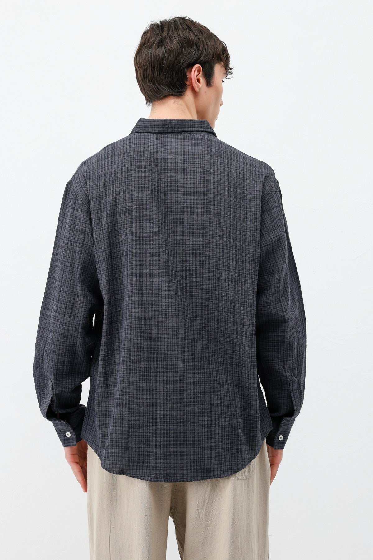 Textured Linen-Look Oversized Shirt