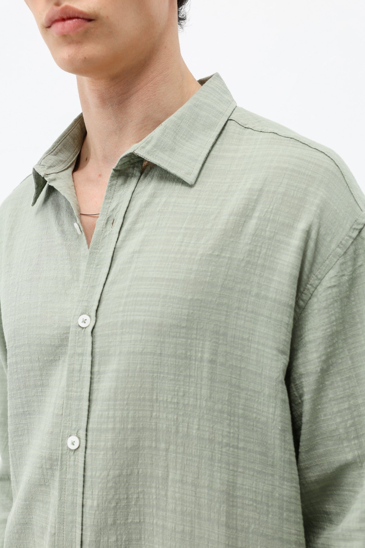 Textured Linen-Look Oversized Shirt