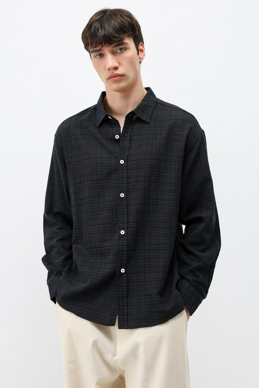 Textured Linen-Look Oversized Shirt