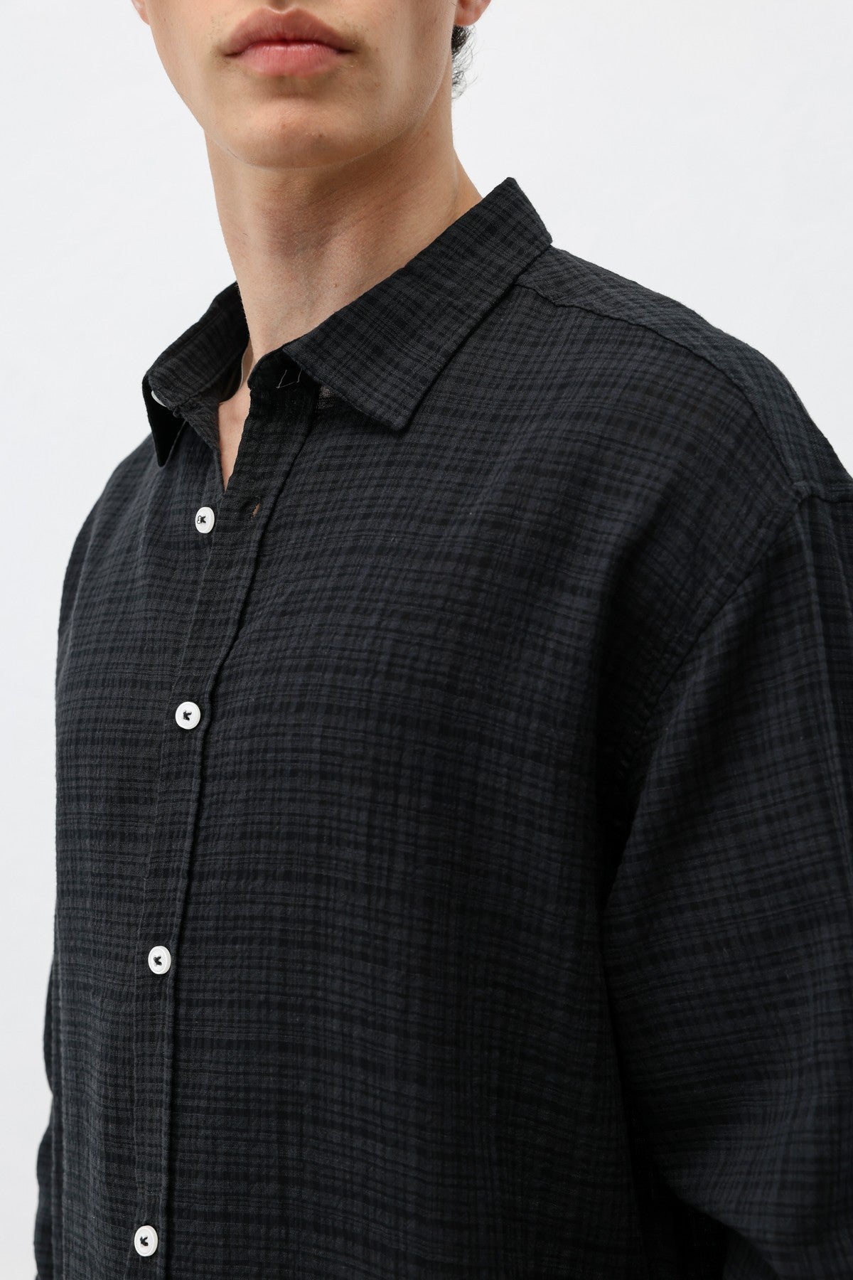 Textured Linen-Look Oversized Shirt