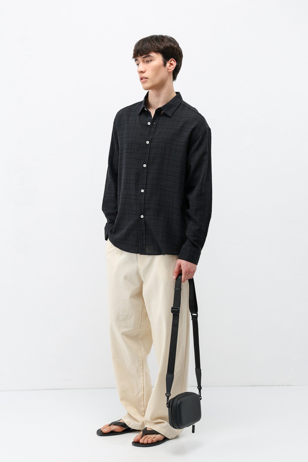 Textured Linen-Look Oversized Shirt