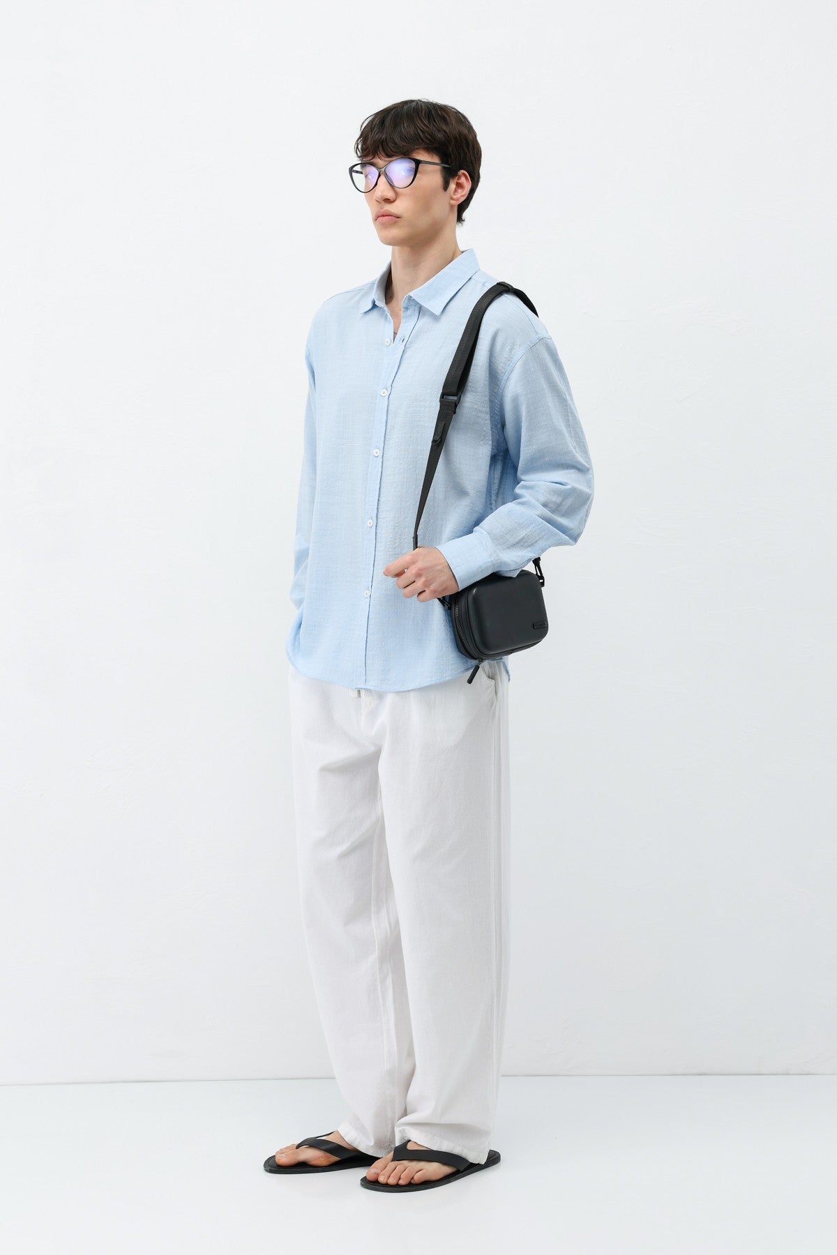Textured Linen-Look Oversized Shirt