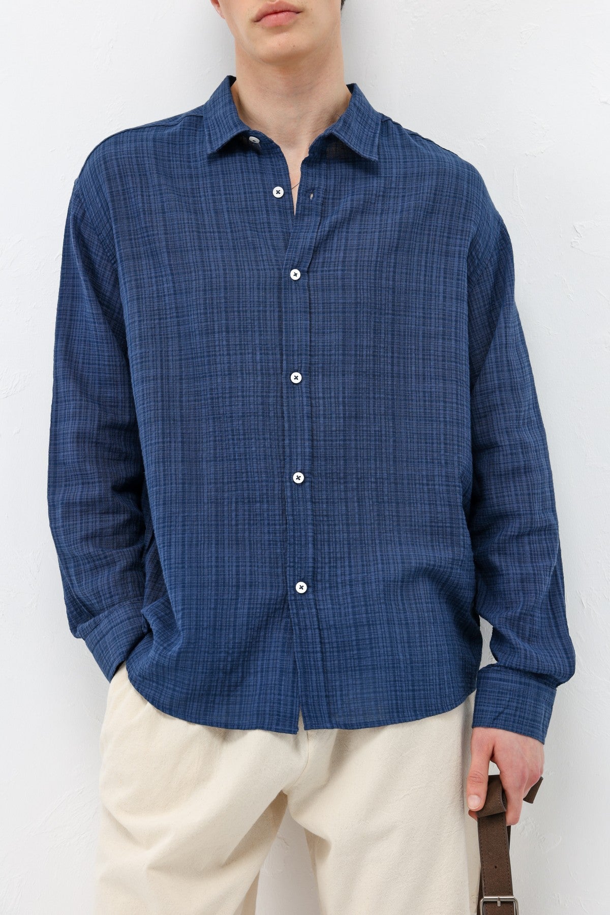 Textured Linen-Look Oversized Shirt
