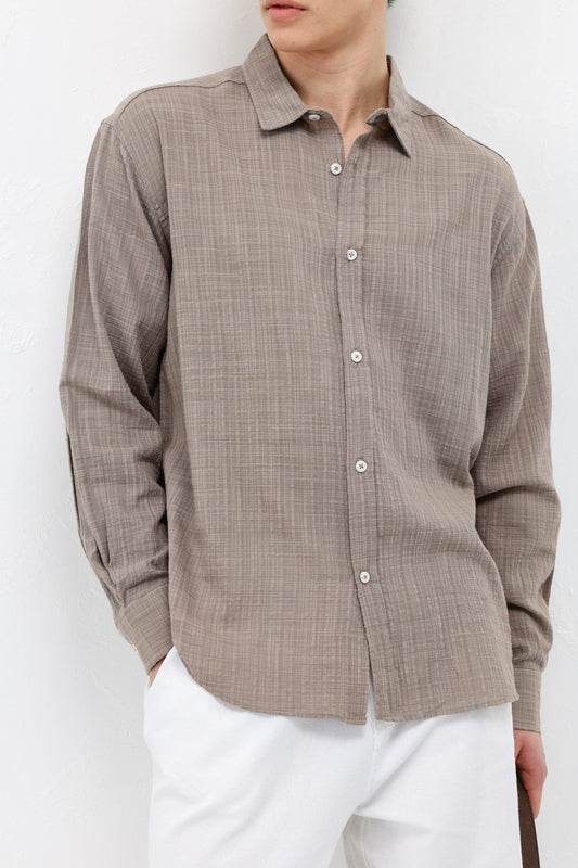 Textured Linen-Look Oversized Shirt