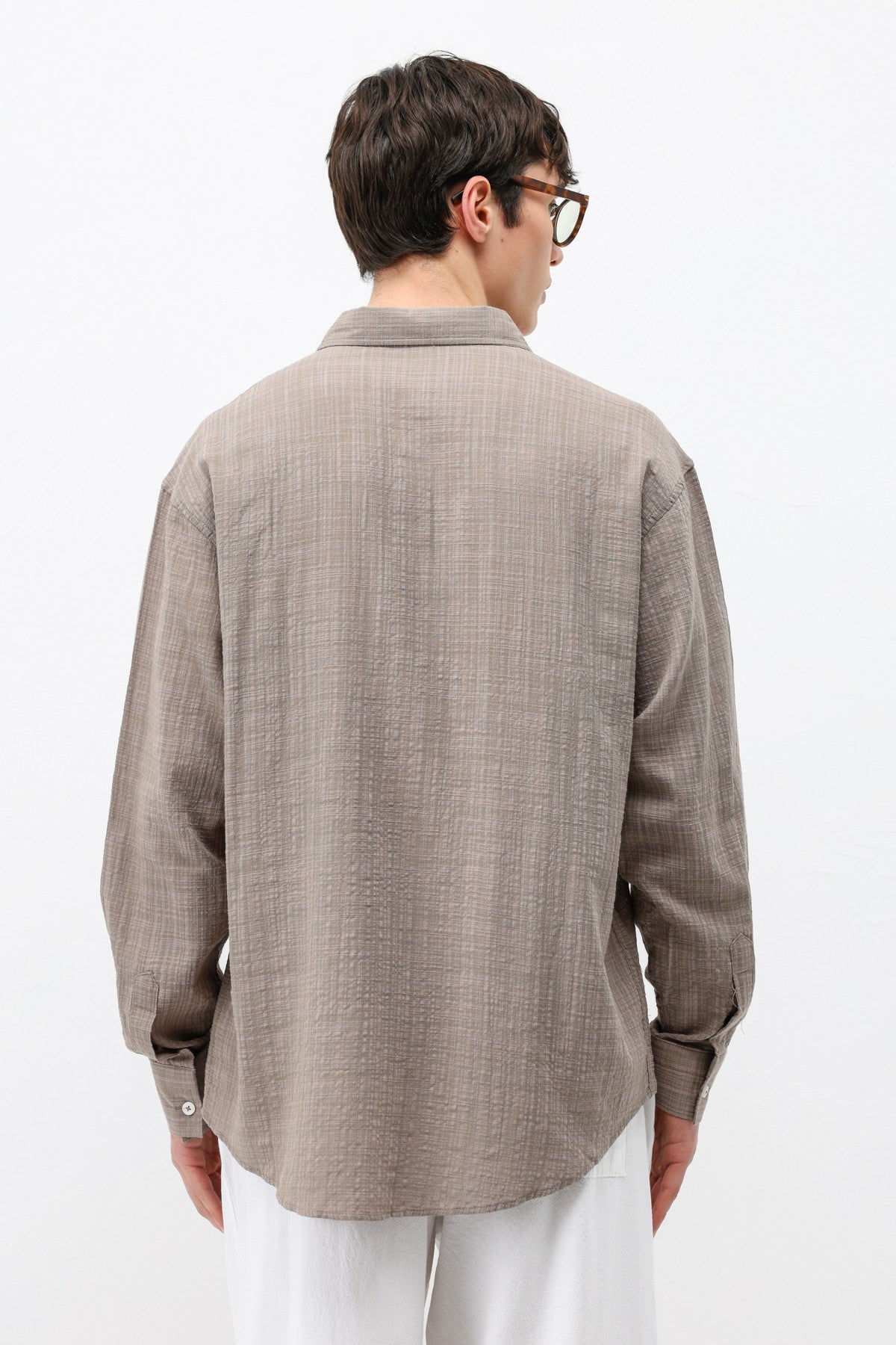 Textured Linen-Look Oversized Shirt