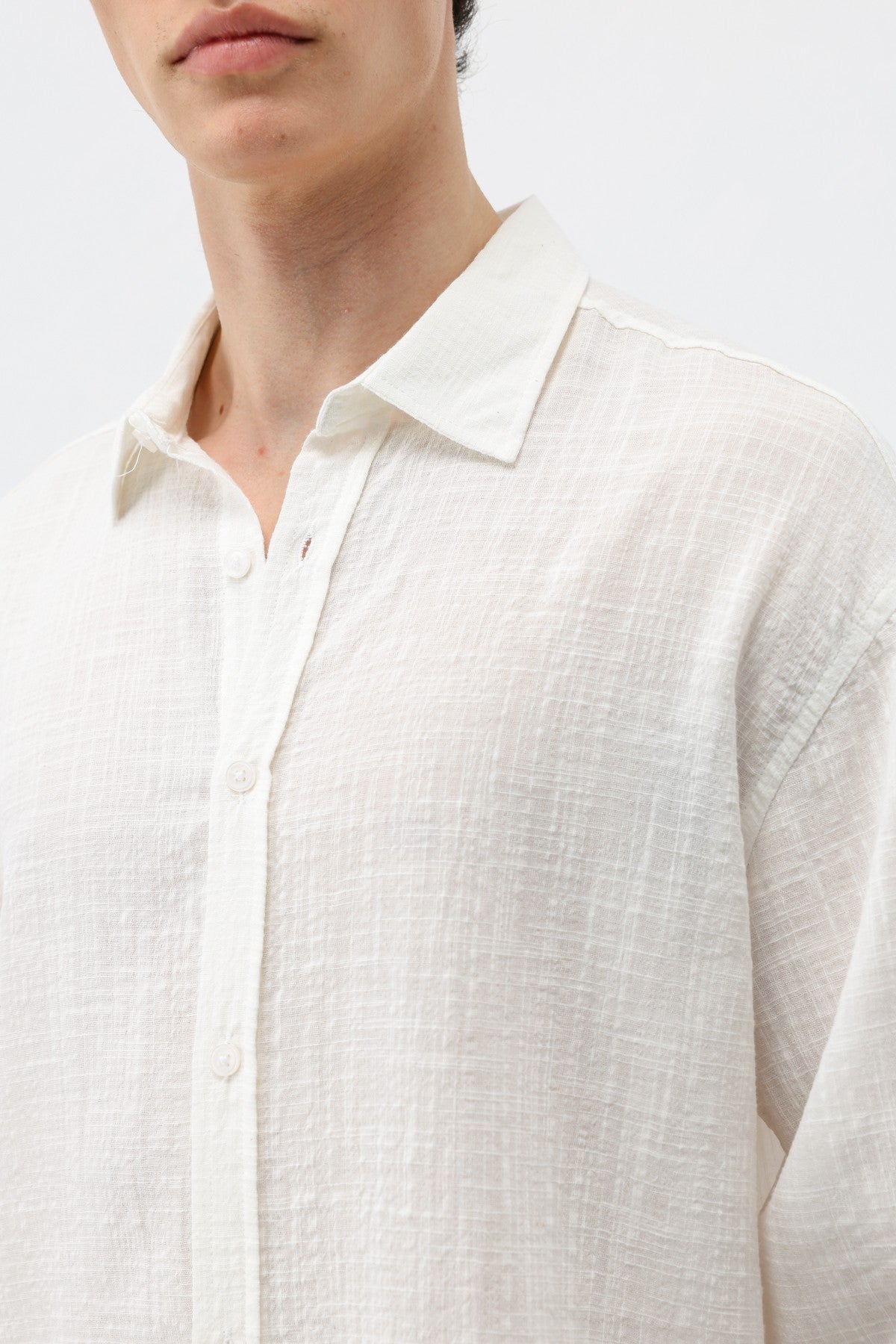 Textured Linen-Look Oversized Shirt