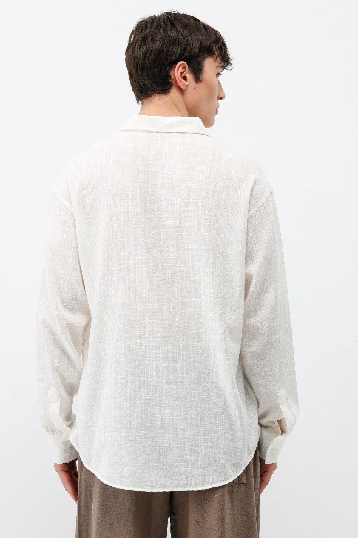 Textured Linen-Look Oversized Shirt