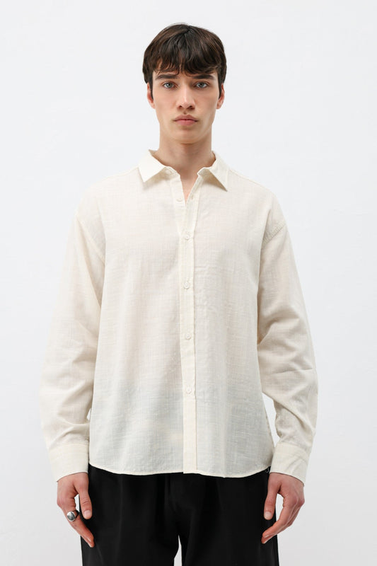 Textured Linen-Look Oversized Shirt