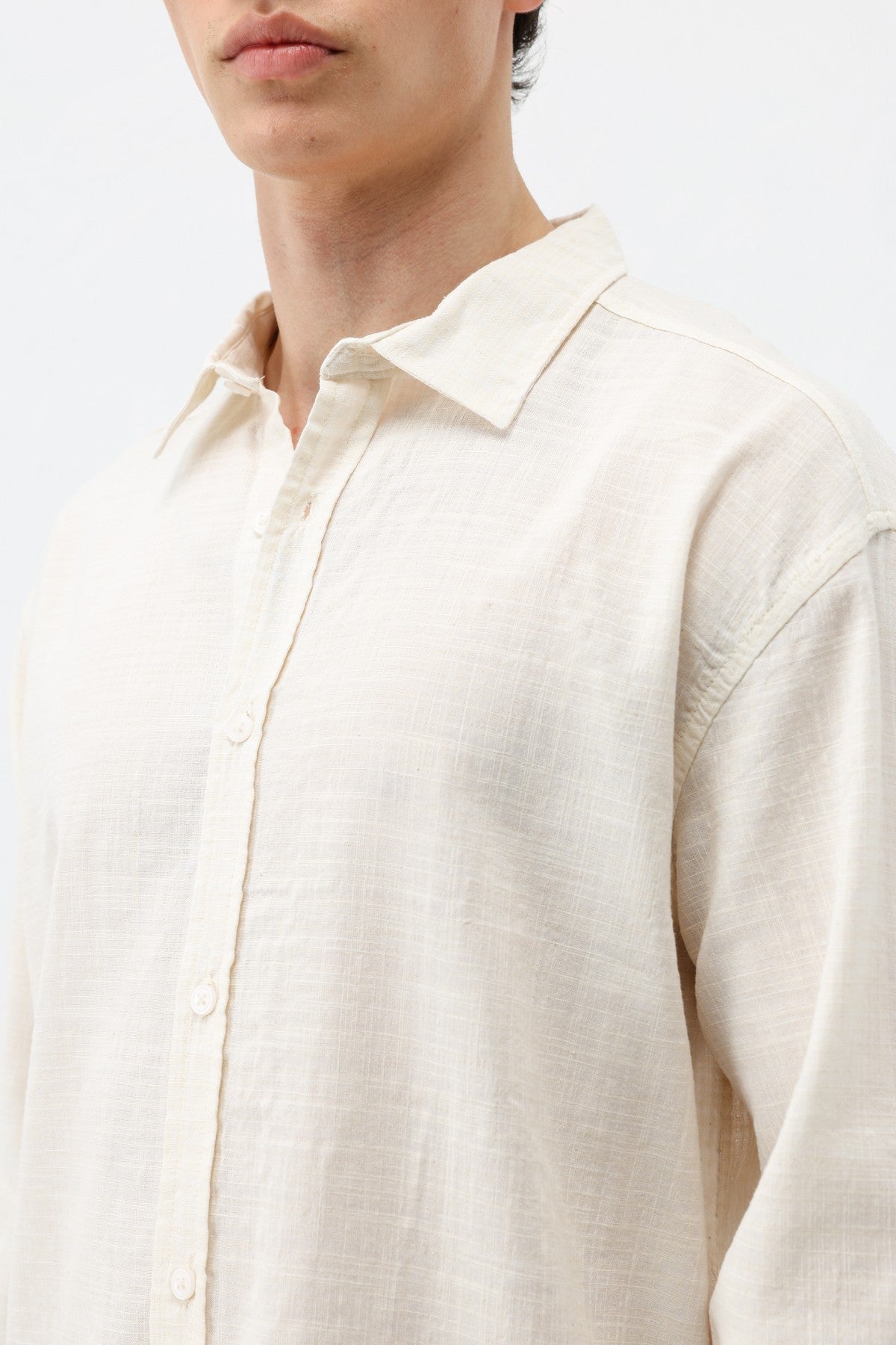 Textured Linen-Look Oversized Shirt