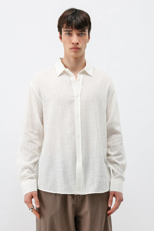 Textured Linen-Look Oversized Shirt