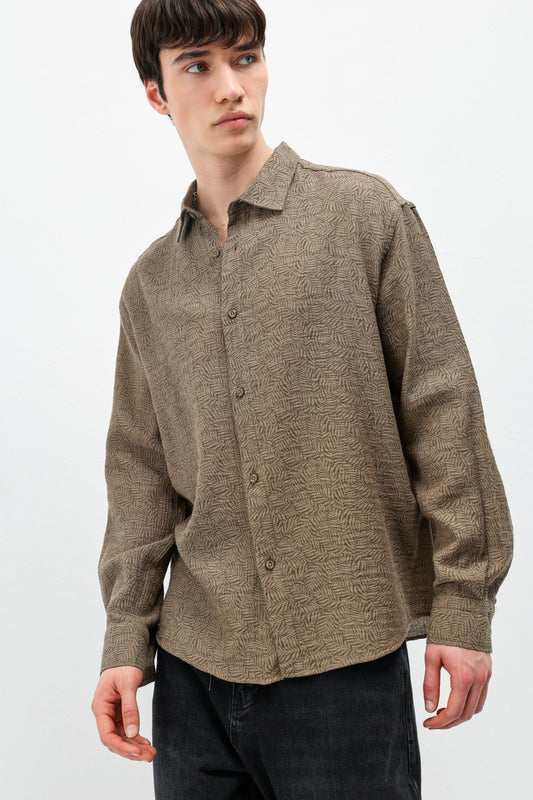Oversized Patterned Linen Shirt