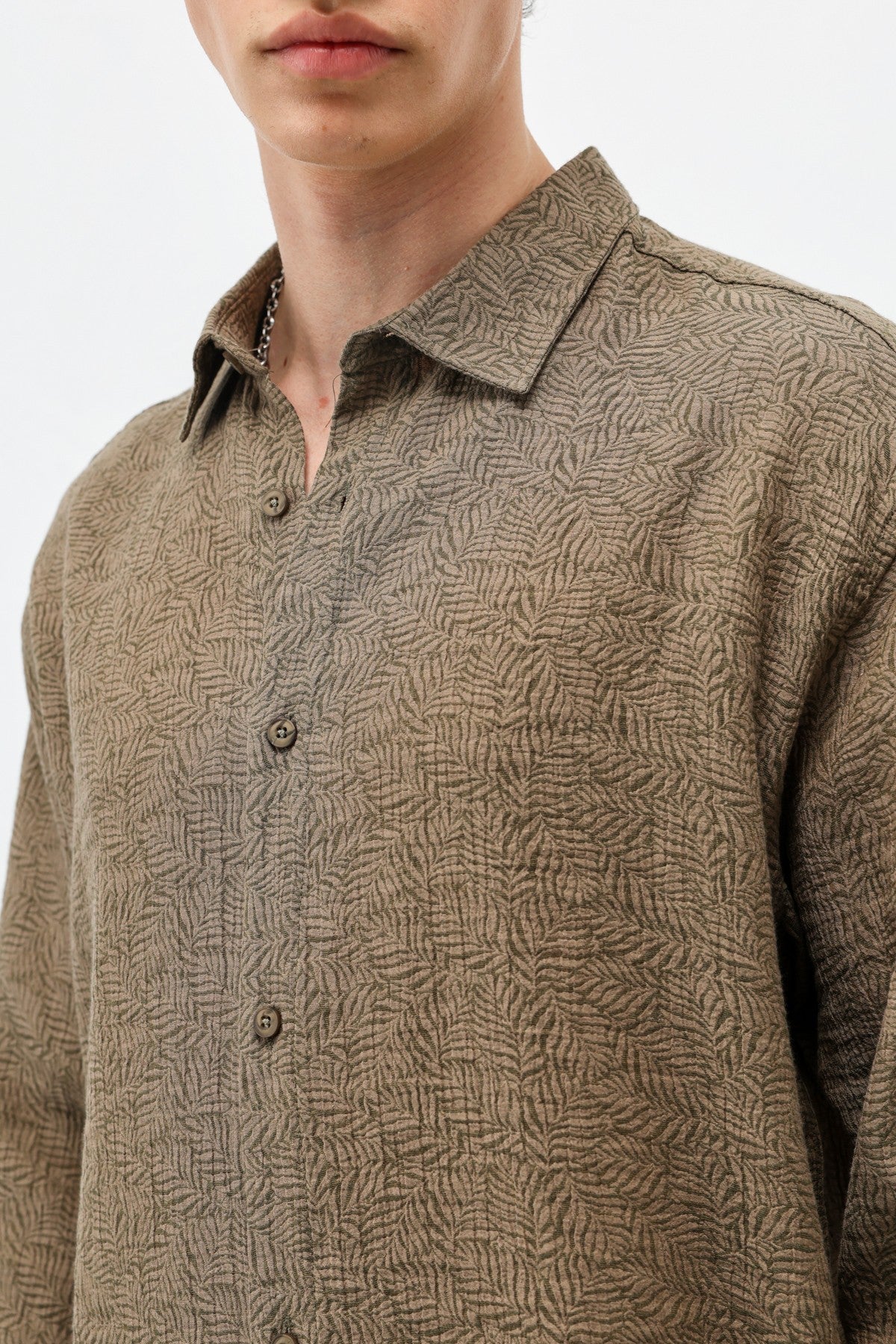 Oversized Patterned Linen Shirt