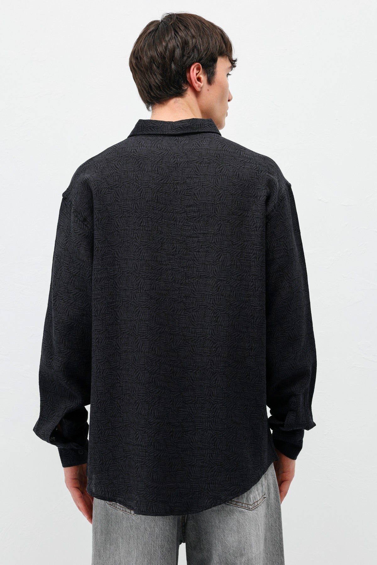 Oversized Patterned Linen Shirt