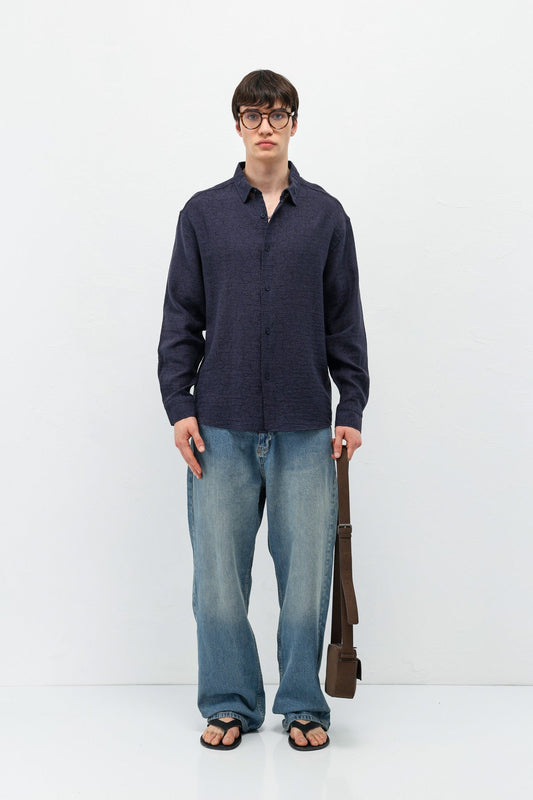 Oversized Patterned Linen Shirt