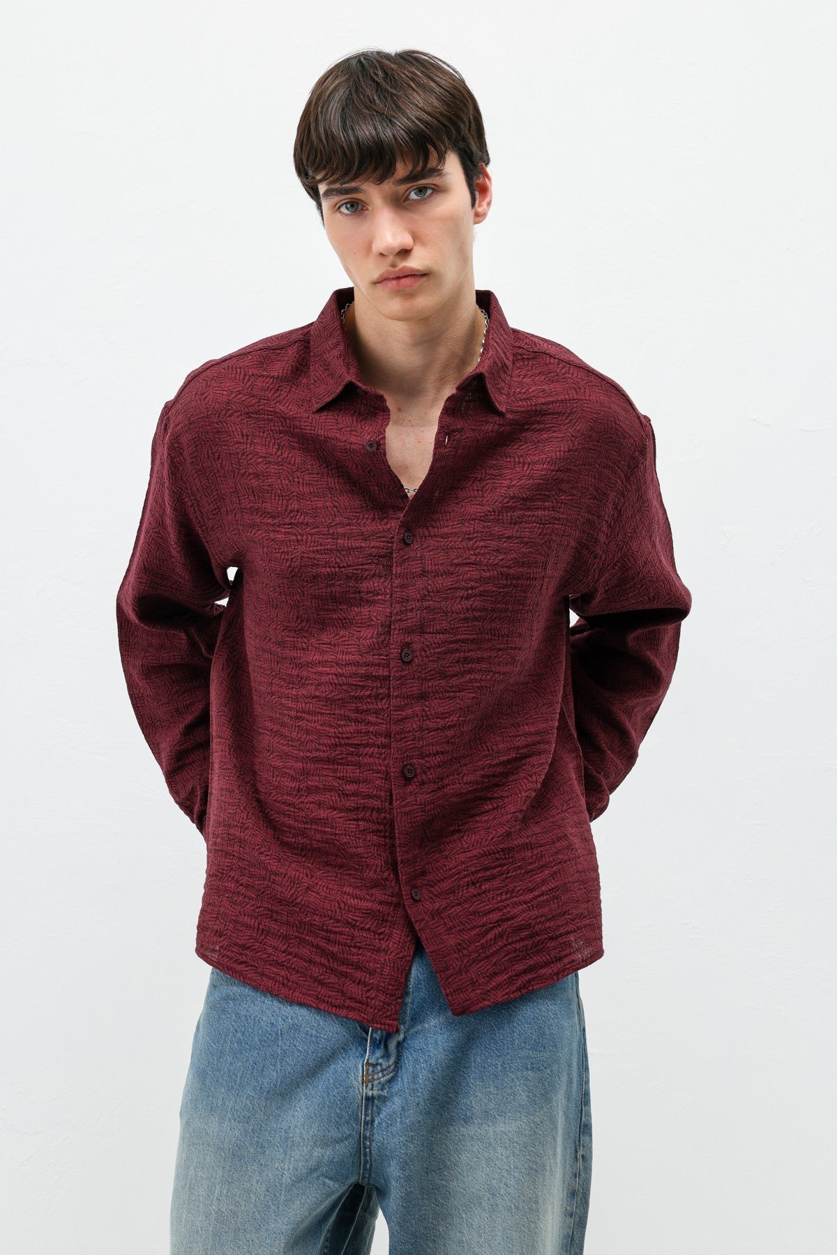 Oversized Patterned Linen Shirt