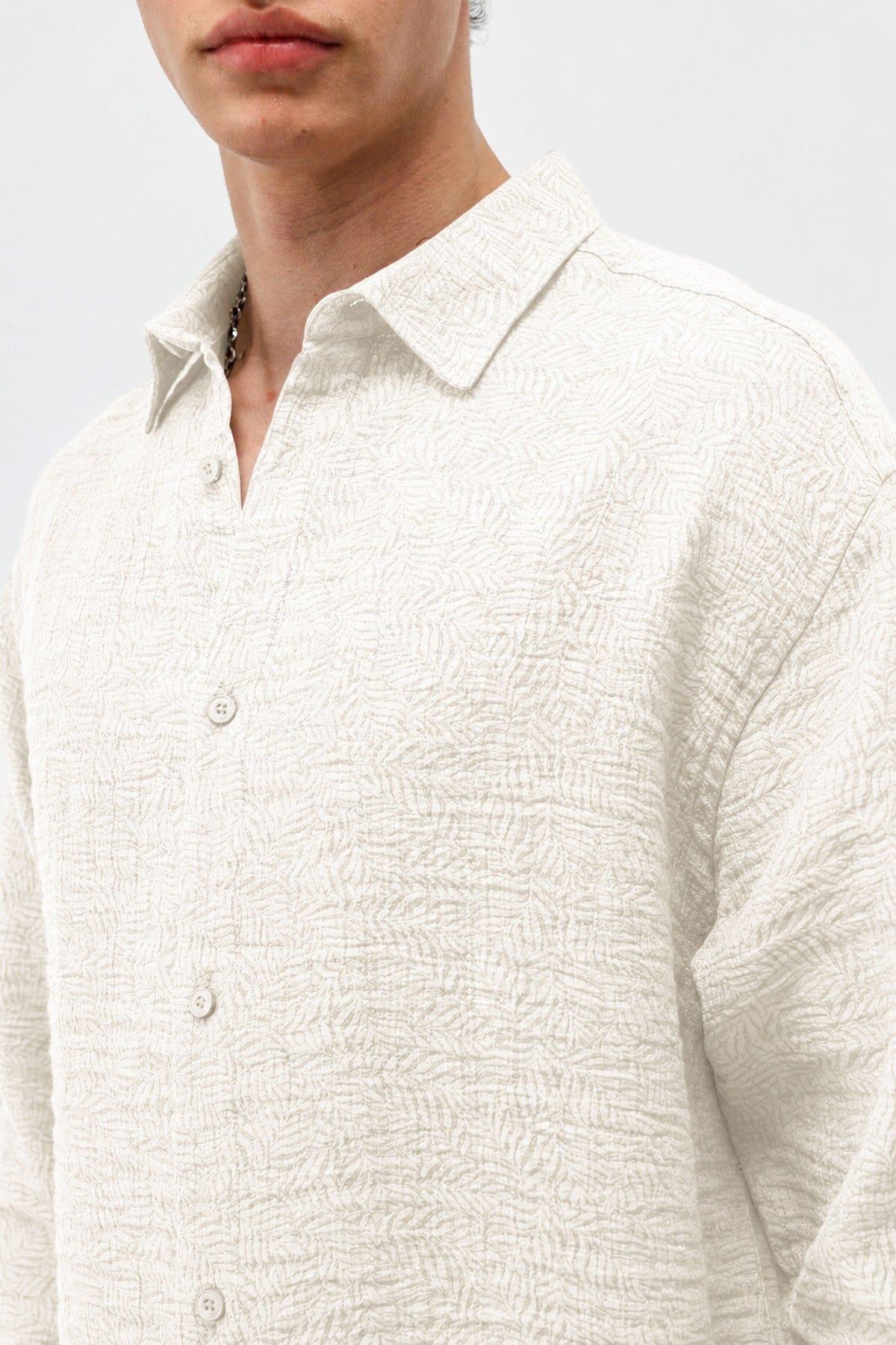 Oversized Patterned Linen Shirt