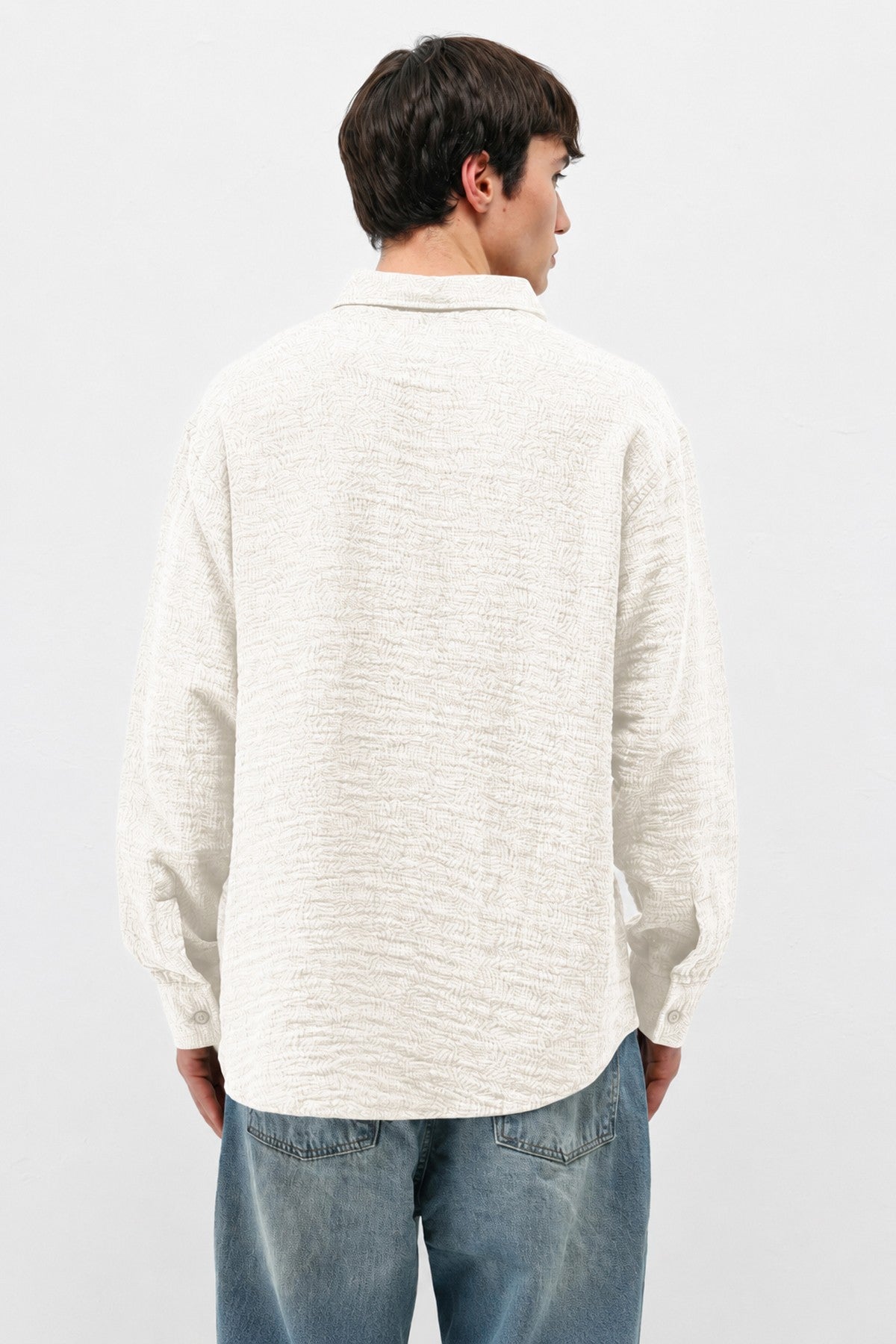 Oversized Patterned Linen Shirt