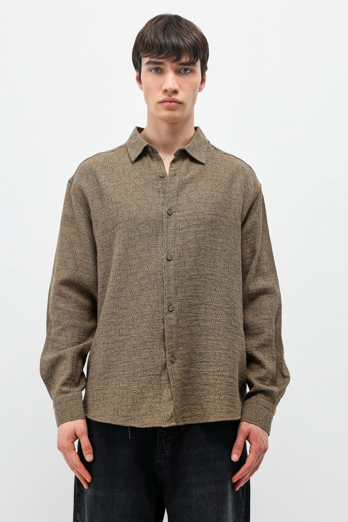 Oversized Patterned Linen Shirt