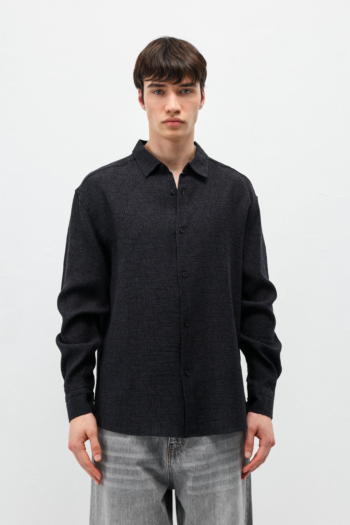 Oversized Patterned Linen Shirt