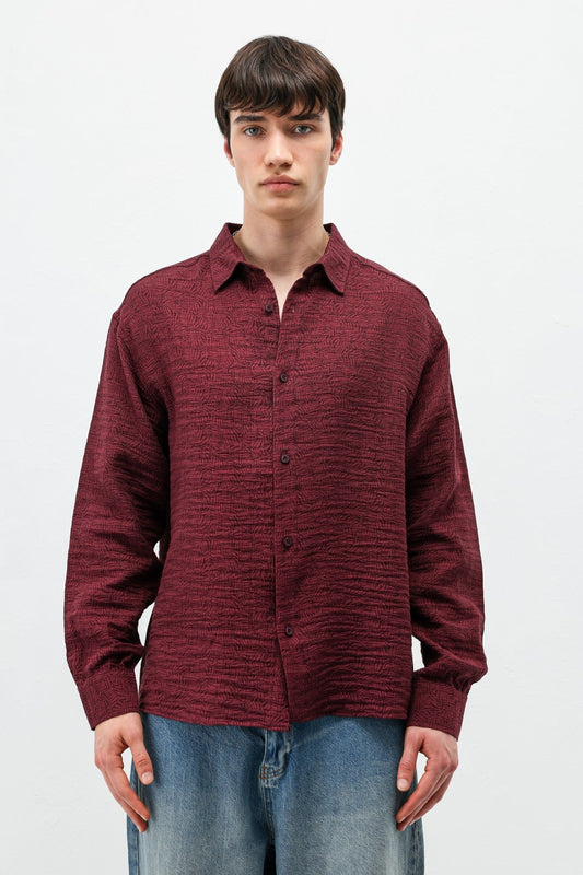 Oversized Patterned Linen Shirt