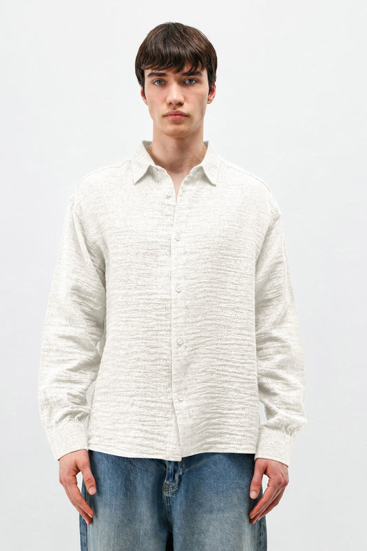 Oversized Patterned Linen Shirt
