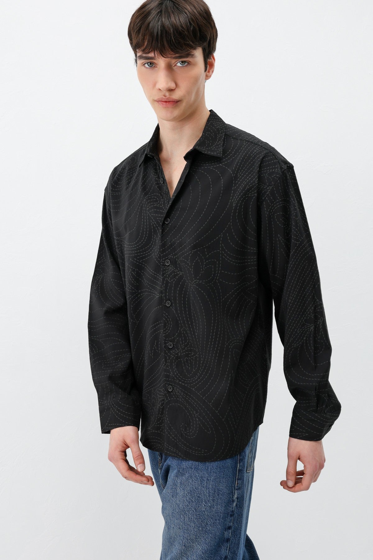 Oversized Shirt with Stitching Details
