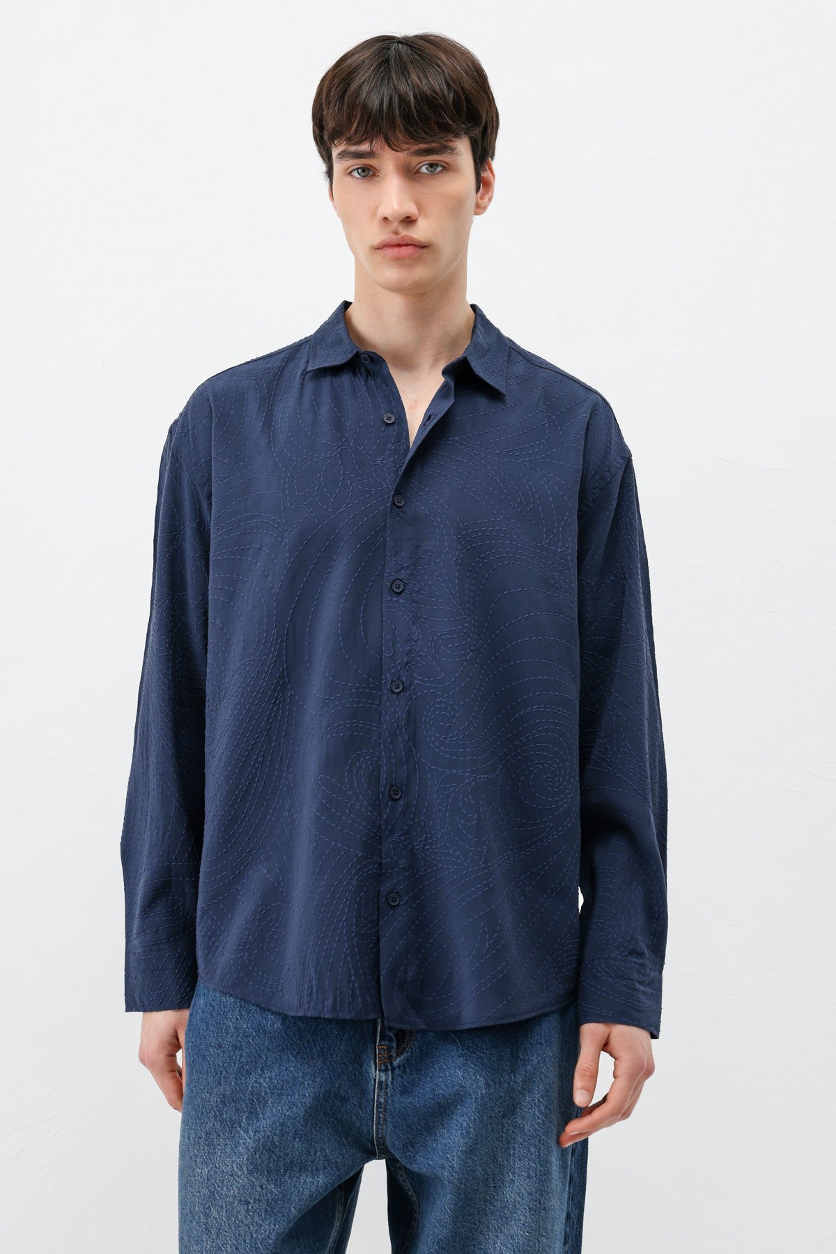 Oversized Shirt with Stitching Details
