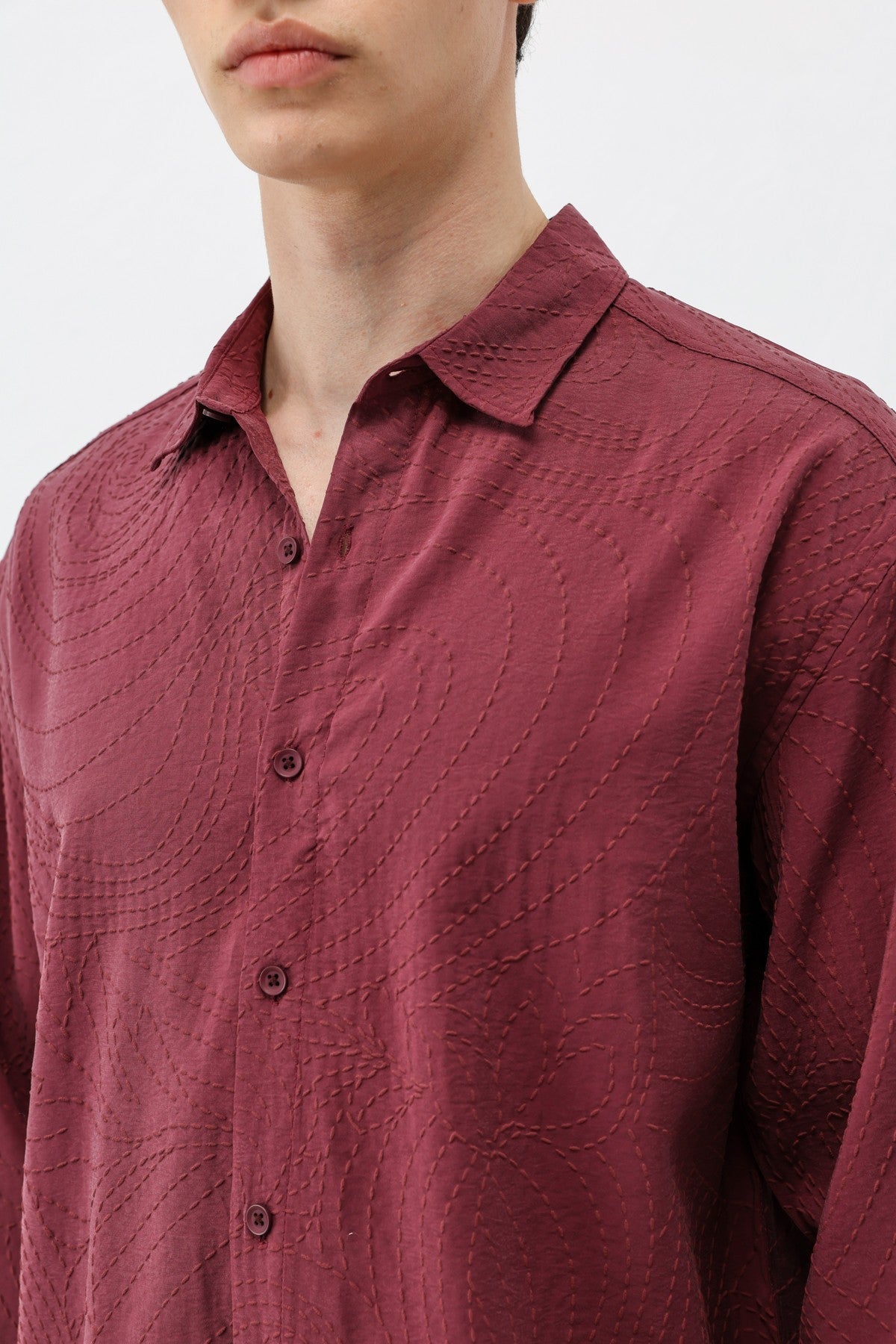 Oversized Shirt with Stitching Details