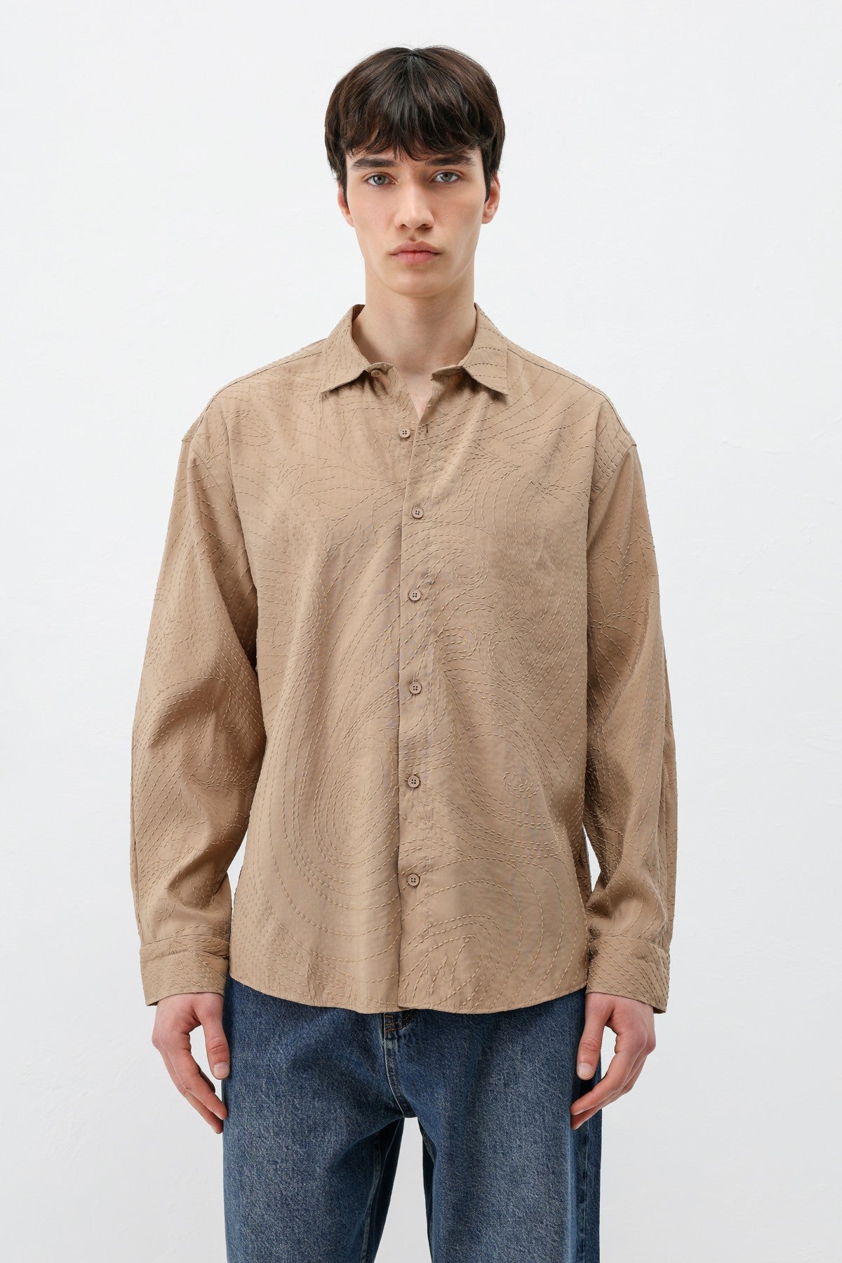 Oversized Shirt with Stitching Details