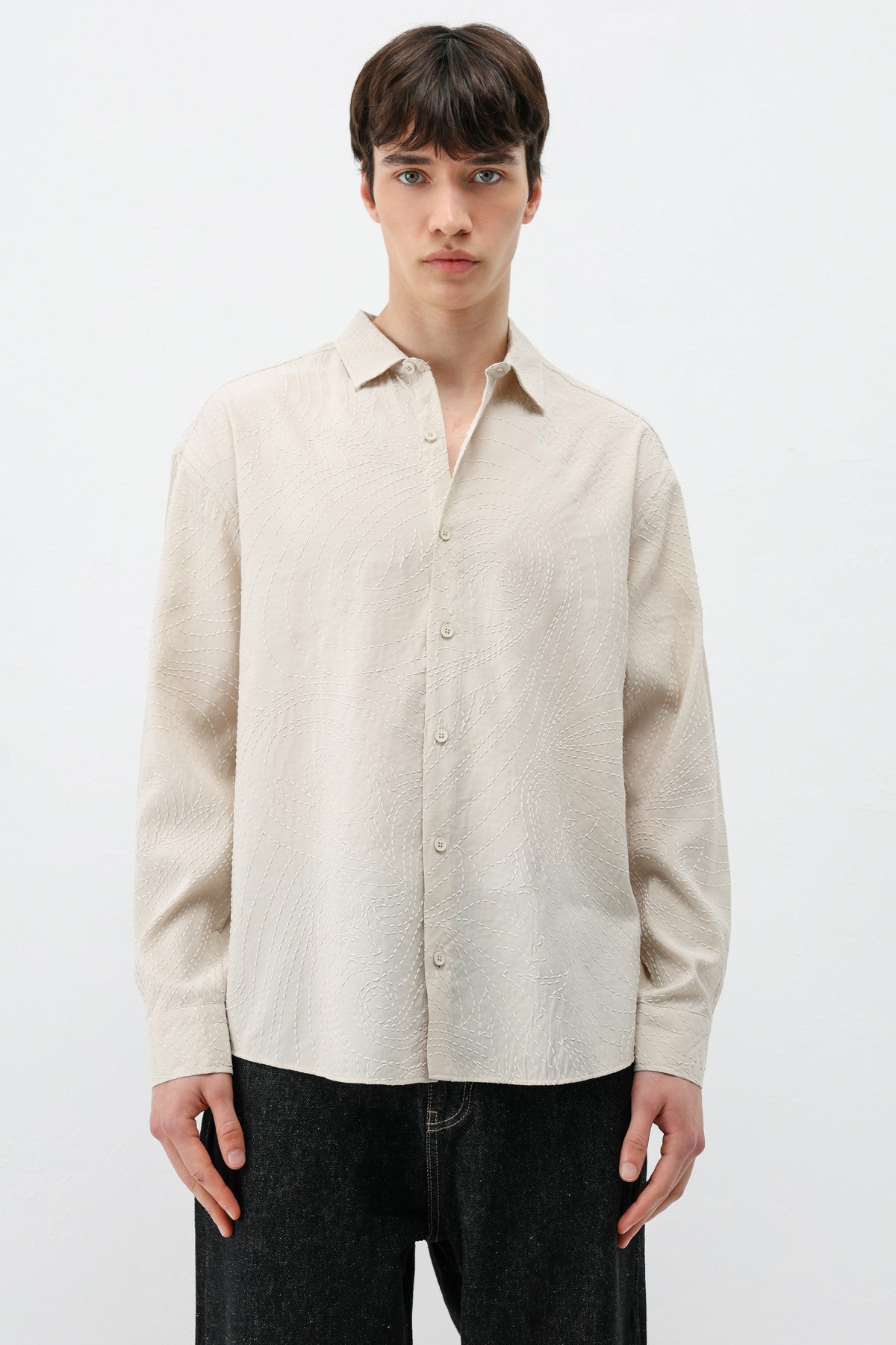 Oversized Shirt with Stitching Details