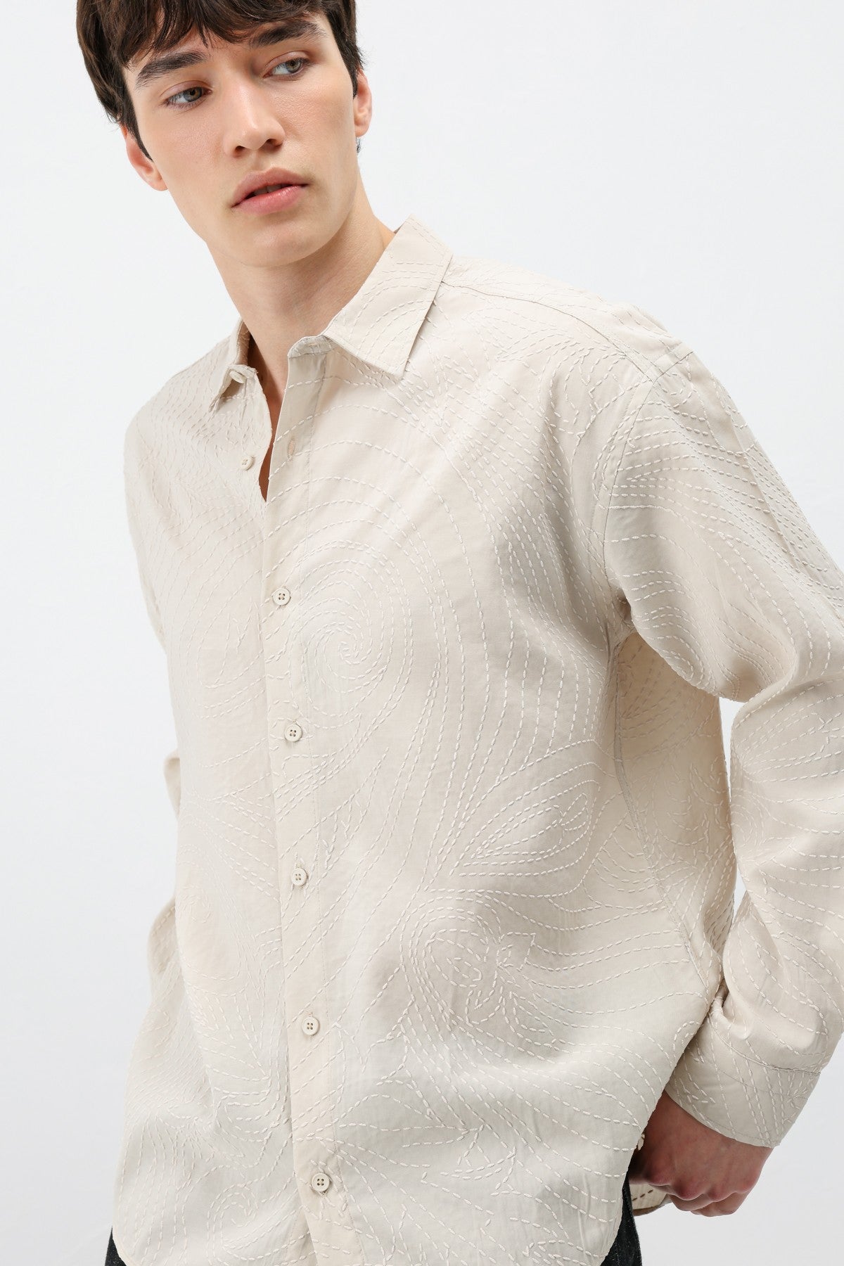 Oversized Shirt with Stitching Details