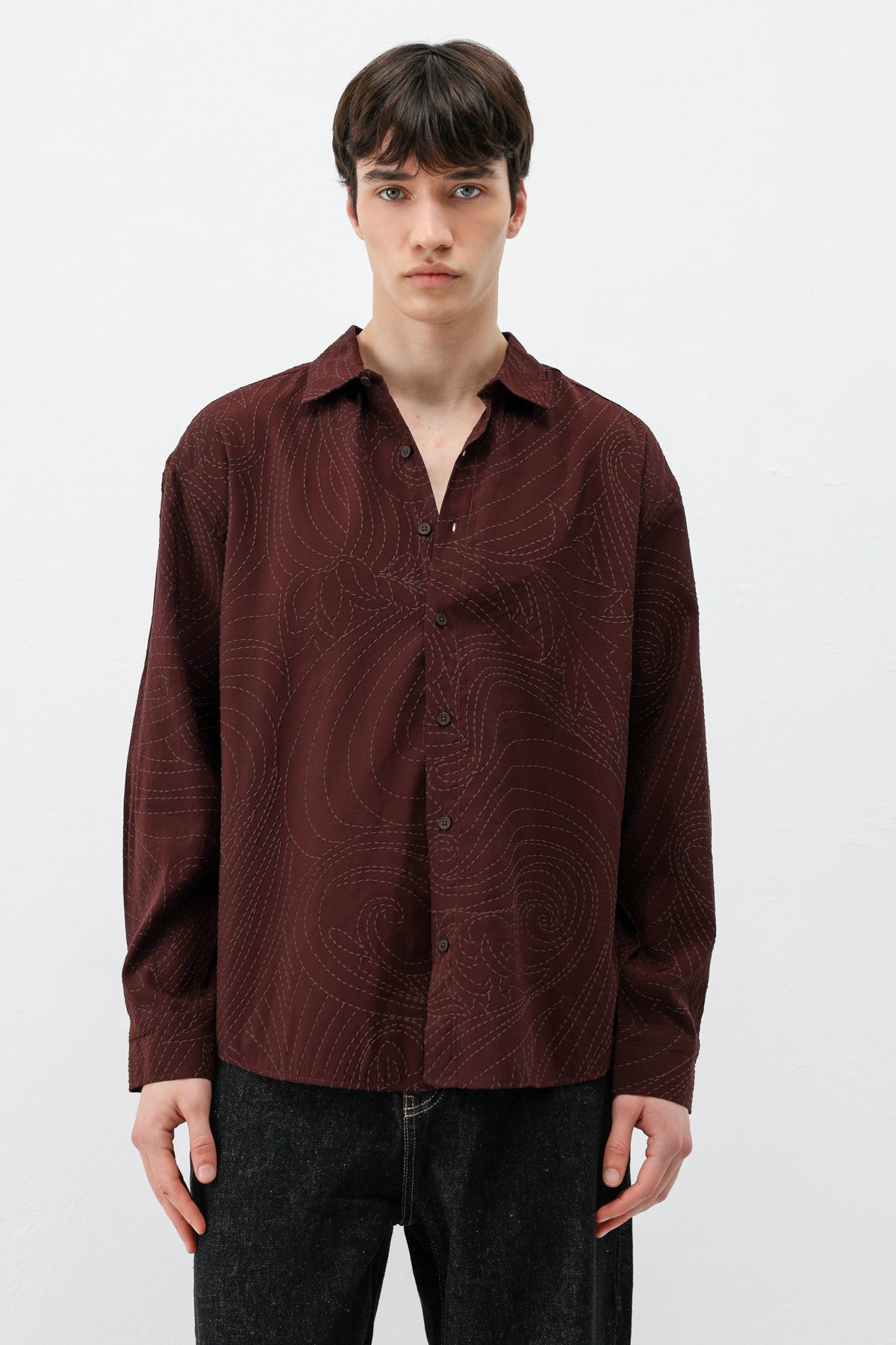 Oversized Shirt with Stitching Details