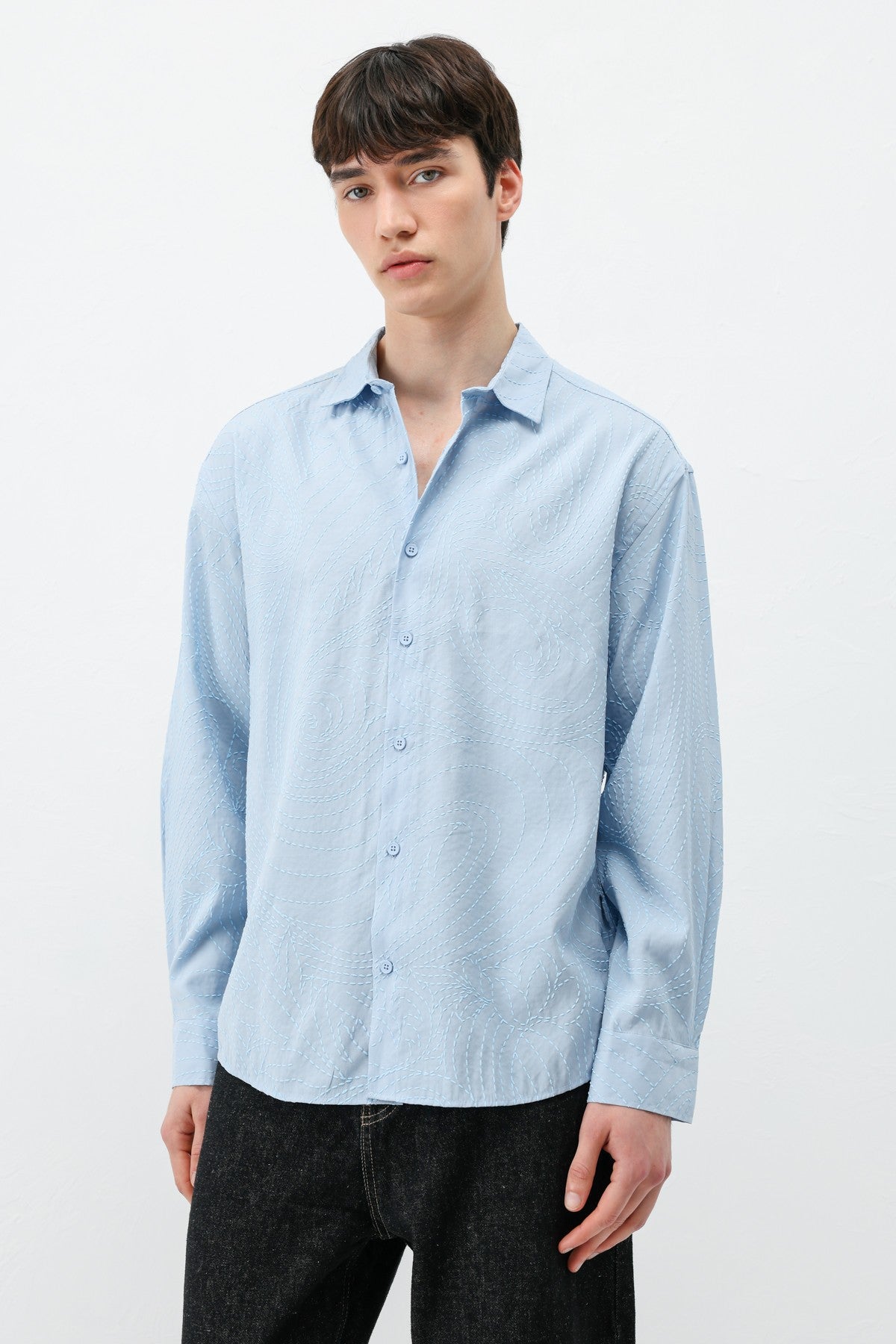 Oversized Shirt with Stitching Details
