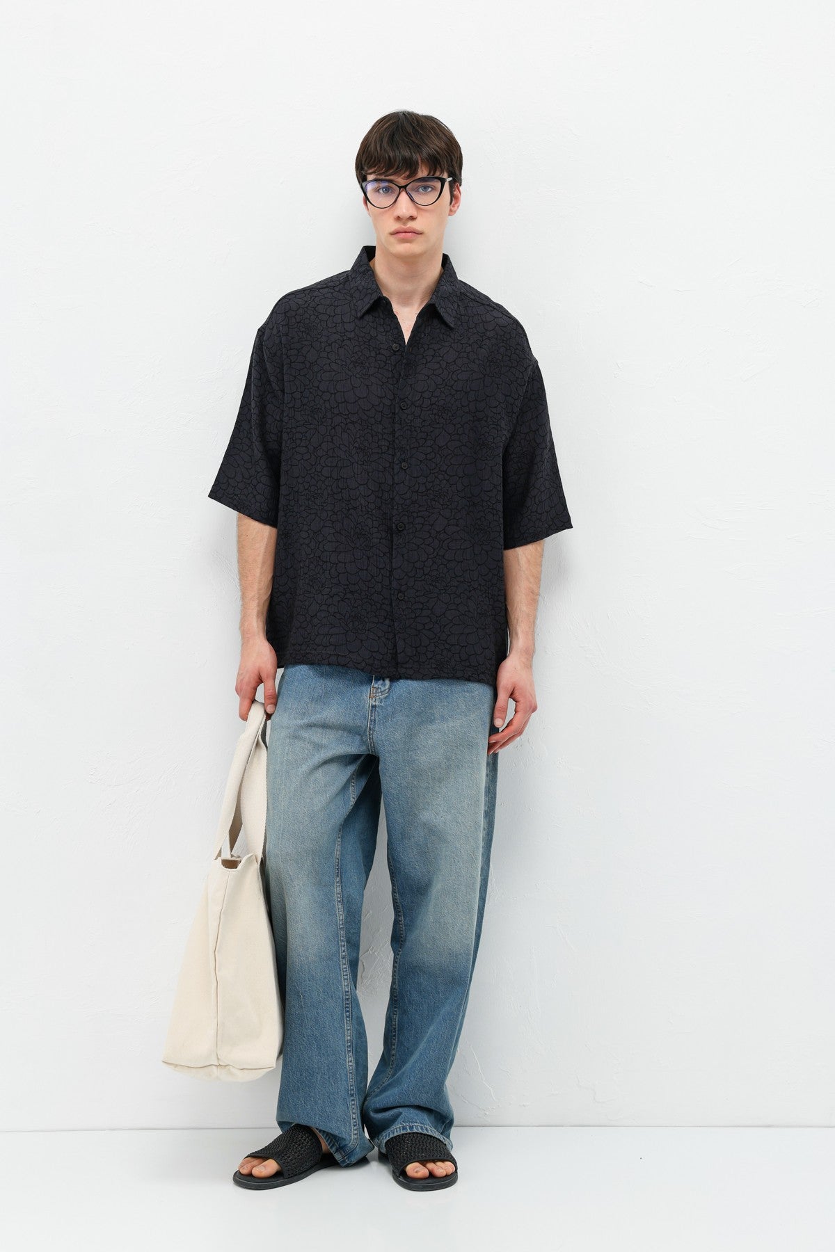 Oversized Patterned Short-Sleeve Shirt