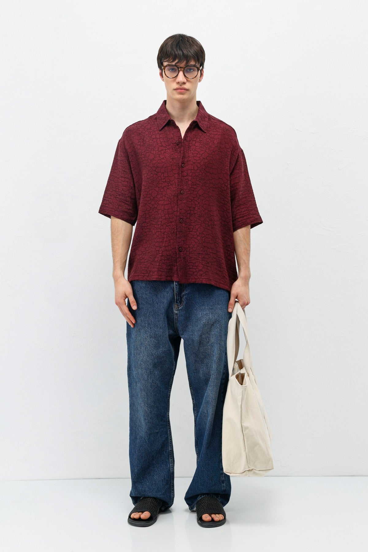 Oversized Patterned Short-Sleeve Shirt